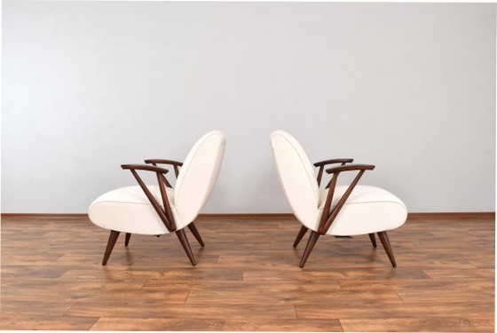 Mid-Century Modular Polish Armchairs, 1960s, Set of 2 – GFM, Wood, Wool (photo 3 of 20)