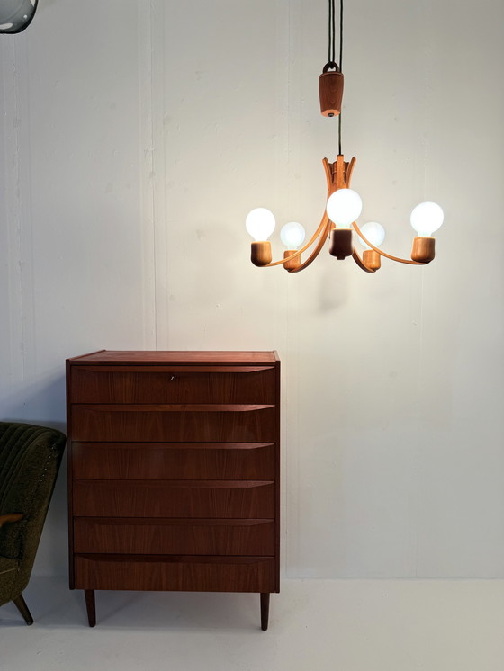 Image 1 of Contrepoids de lustre en teck vintage, Domus '80