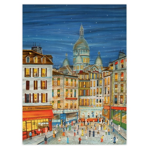 Dan Gandre signierte Lithografie „Bastille Day in Montmartre 1985“ – lithos zeefdrukken, Paper (photo 2 of 5)