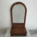 Specchio da parete vintage in legno di quercia con cassetto