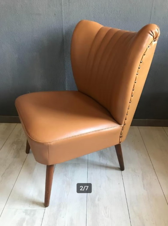 Image 1 of Vintage cocktail stoel leer, jaren '60