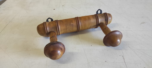 Solid wood wall-mounted coat rack - 1950s/60s