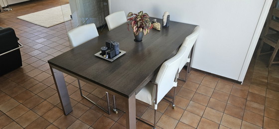 Image 1 of Bert Plantagie table with 4 leather chairs