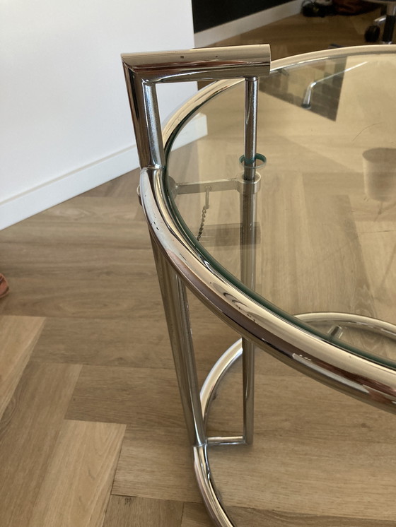 Image 1 of Side table chrome with glass top