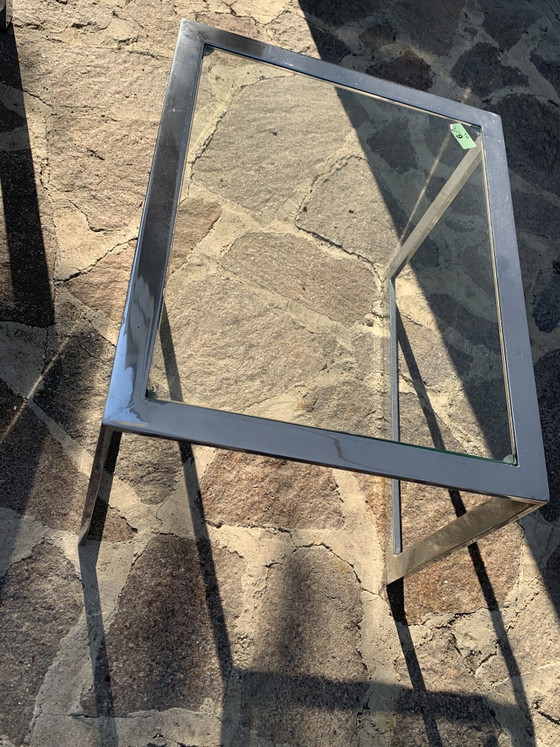 Pair of 1970s Polished Chrome and Glass Coffee Tables - Minimalist Design – Metal (photo 10 of 13)