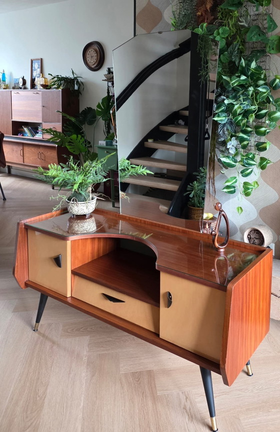 Mid-century Vintage kaptafel/tv meubel/stereokast – rockabilly, tv-meubelen, Wood (photo 12 of 15)
