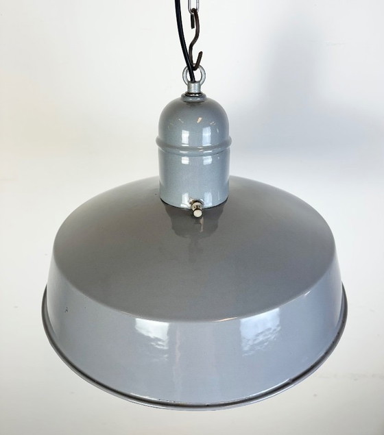 Image 1 of Suspension industrielle en émail gris, années 1960