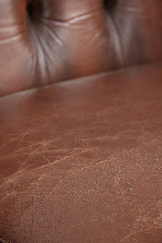 Image 1 of Vintage Brown Cowhide Leather English Chesterfield 2.5-Seater Sofa