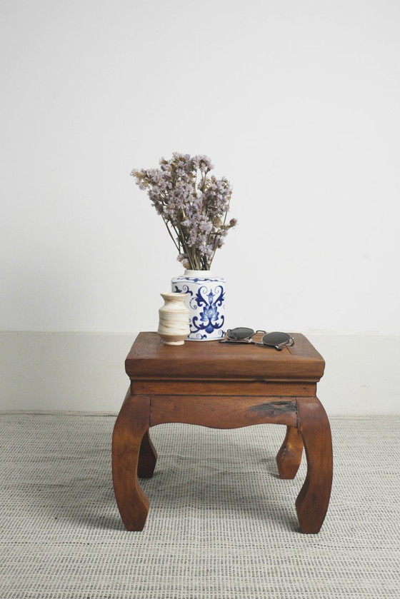 Hardhouten opiumkrukje/tafel, Aziatische lage bijzettafel, handgemaakte plantenstandaard van massief – Wood (photo 13 of 15)