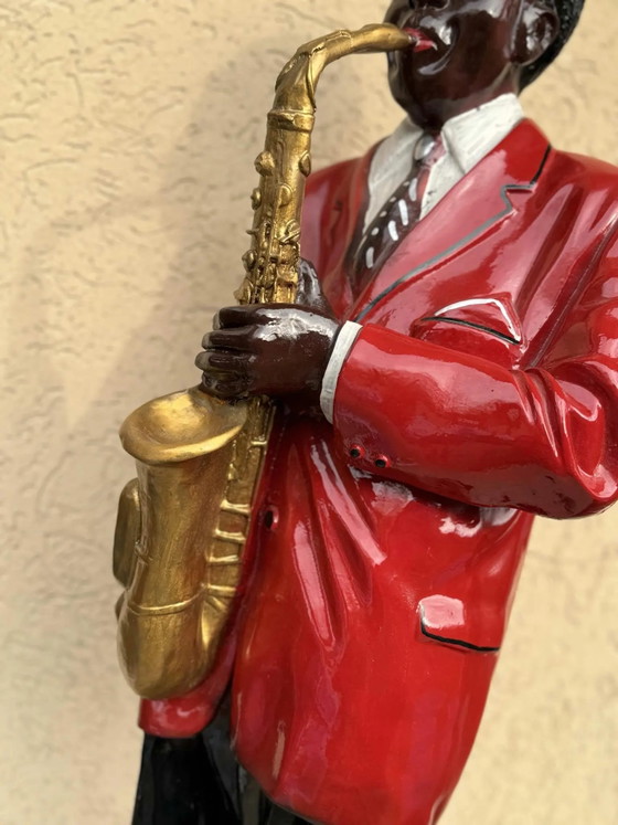 Vintage Large black American jazz figurine – Sculptures, Plastique, Mid Century Modern (photo 9 of 9)