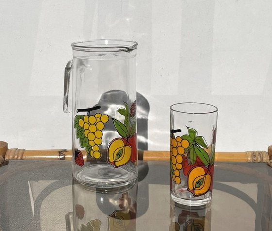 Image 1 of Borgonovo pitcher + 5 lange drinkglazen set ~ Vintage 70s