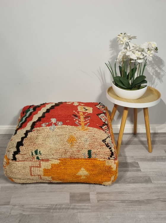 Image 1 of Moroccan Pouf, Vintage Pouf Of Real Wool