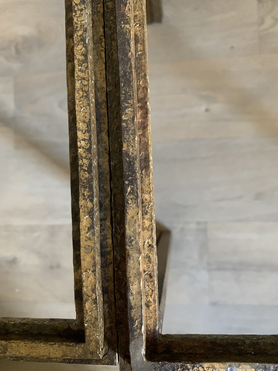 Duo di Basi per Tavolo Robert Thibier - Ferro Battuto Foglia d'Oro - Anni '60 – Tavolini, Iron, Gold (photo 10 of 15)