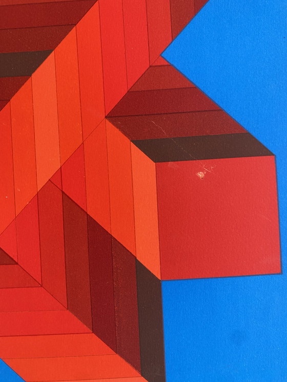 Image 1 of Lithografie van Vasarely, gesigneerd en genummerd.