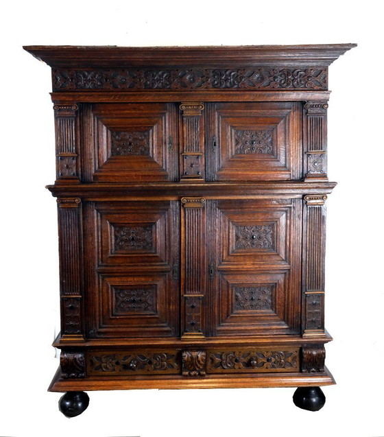 Image 1 of 17th century Dutch pilaster cabinet.
