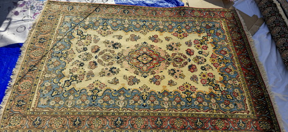 Image 1 of Alfombra Ghom/Qom de 216x142 cm, 1,2 millones de nudos/m², lana Kork con seda. Alfombra persa.