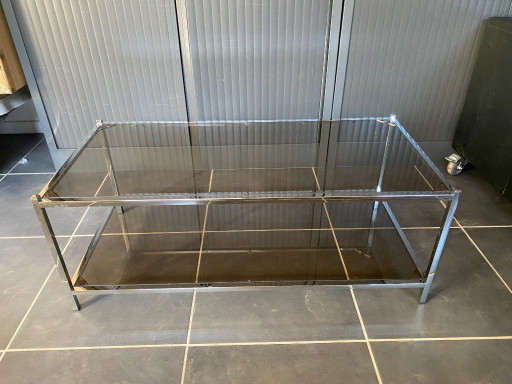 Bauhaus Stil Vintage 1970 Doppelglas Chrom Couchtisch