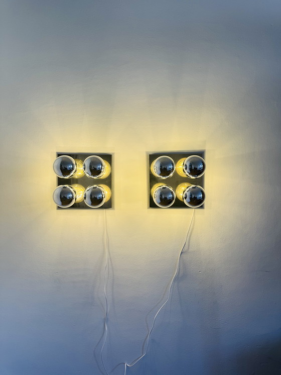 Image 1 of CHROME PLATED SQUARE WALL/CEILING LIGHT BY MOTOKO IISHI FOR STAFF LEUCHTEN, GERMANY, 1970s