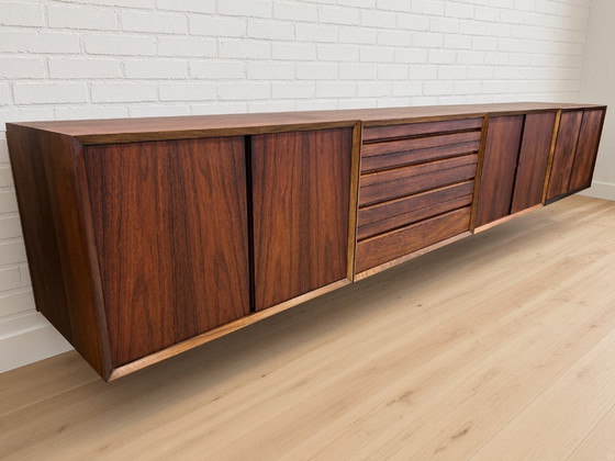 Poul Cadovius Floating Wall Mounted Rosewood Sideboard by CADO, 1960s. (photo 3 of 13)