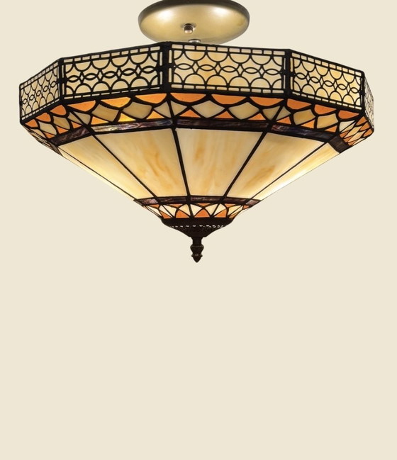 Image 1 of Tiffany-style stained glass ceiling lamp | Ø 41 cm | New condition | Art Deco look