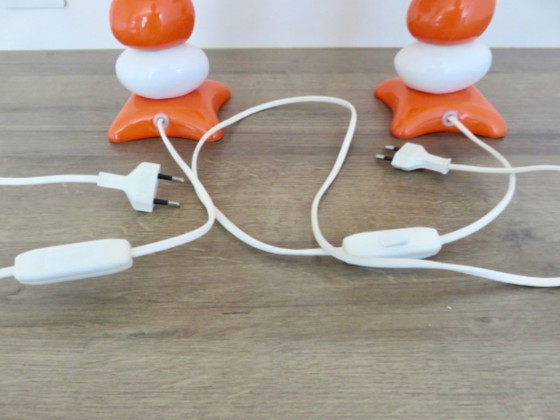 Image 1 of Paar Nachttischlampen im Design der 70er/80er Jahre aus Keramik