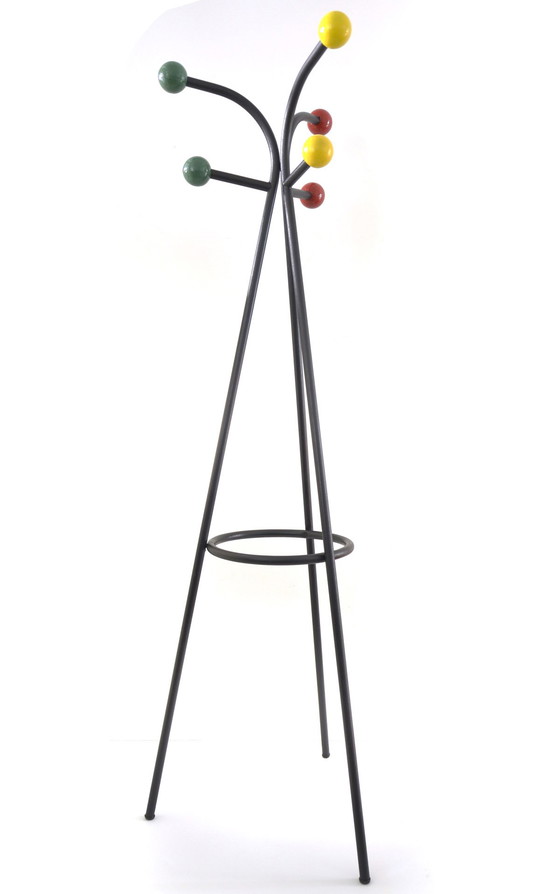 Image 1 of Large free standing coat rack colourful design by Roger Feraud, 1950s
vintage