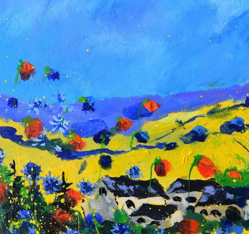 Red poppies , blue cornflowers 