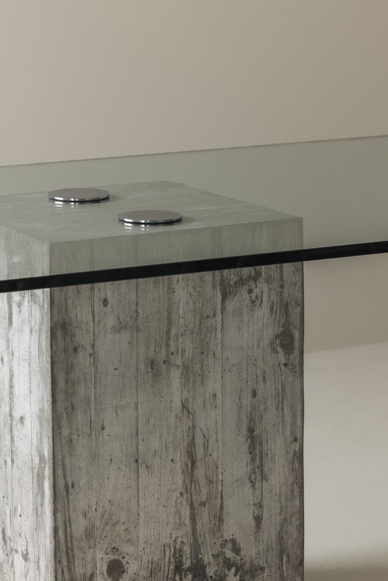 Image 1 of Very Rare Concrete and Glass Dining Table by Saporiti, Italy 1960s