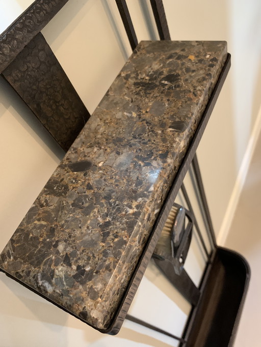 Art Deco wrought iron standing coat rack Degué