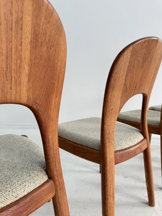 Set van 5 vintage ‘Morten chairs’, Koefoeds Hornslet ‘70 – Eetkamerstoelen, Wood, Wool (photo 8 of 9)