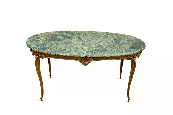 Image 1 of Tavolino da caffè in stile Luigi XV, consolle in marmo verde