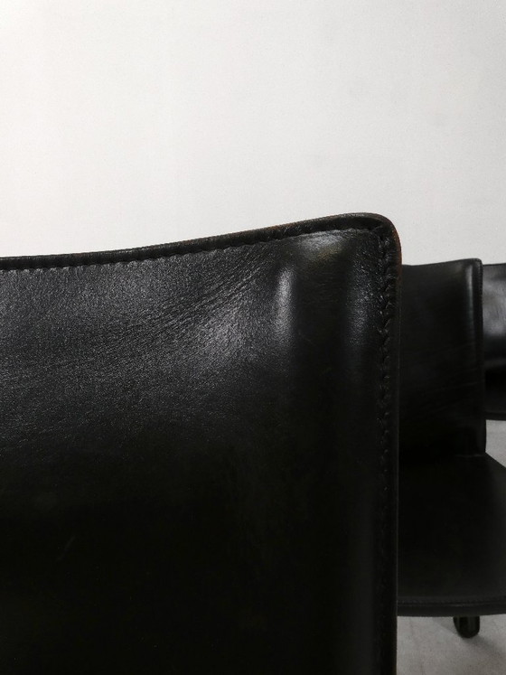 Cassina Cab 412 Stühle - schwarzes Leder, Esszimmerstühle, Vintage (Foto 8 von 15)