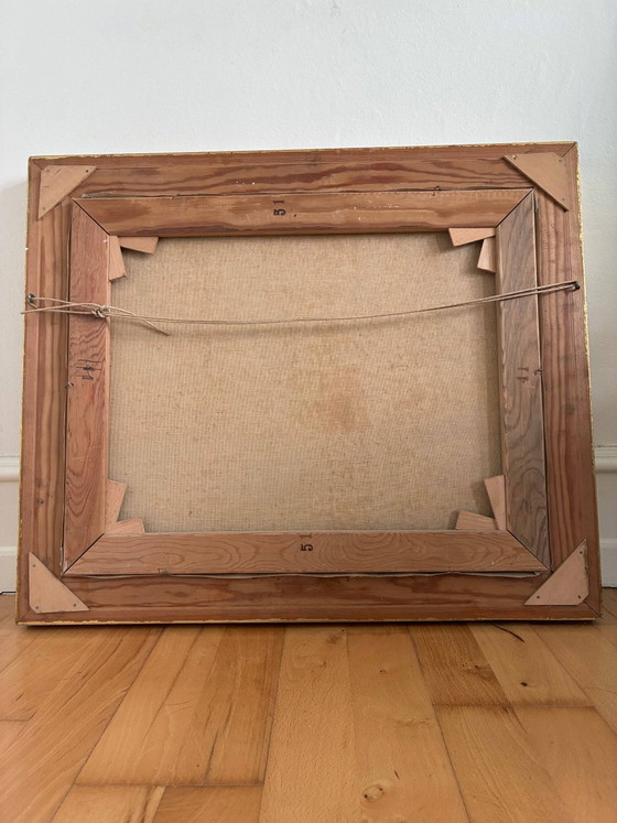 Image 1 of Peinture à l'huile originale vintage représentant une marine, signée, art de voilier