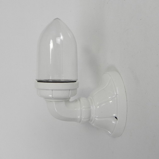 Applique murale en porcelaine avec abat-jour en verre transparent, années 1930 – wandlampen