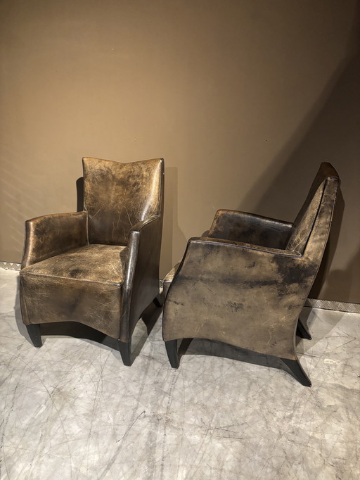 Chaises de salle à manger Art Déco en peau de mouton (6 pièces)