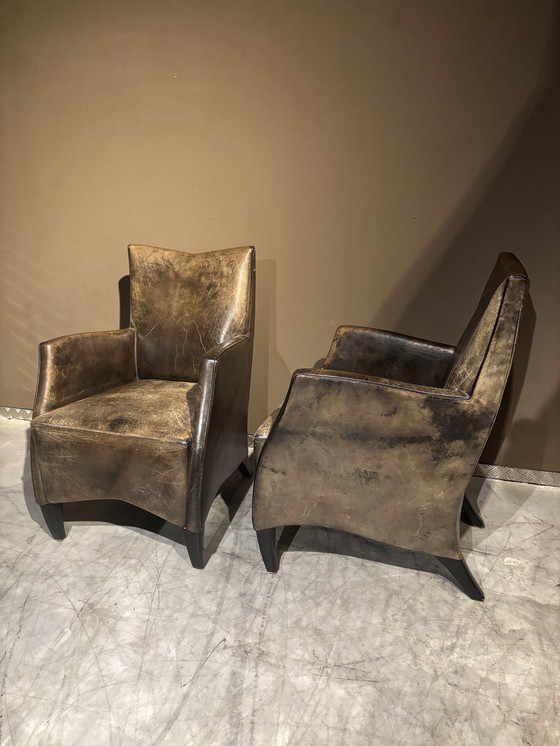 Image 1 of Sheepskin Art Deco Dining Chairs 6 pieces