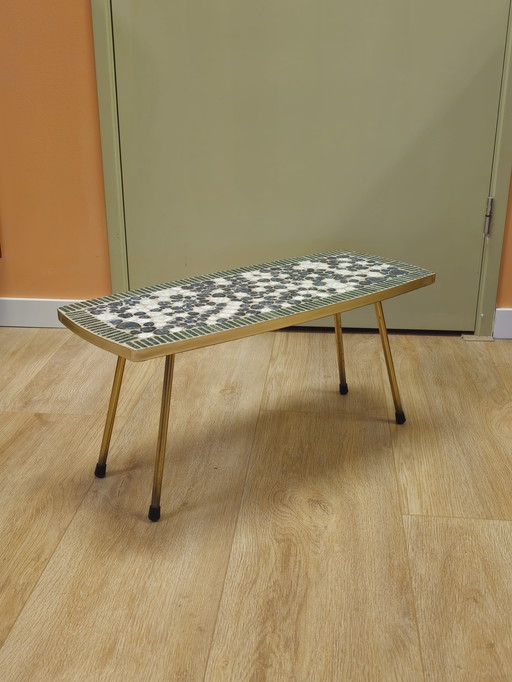 Vintage Rectangular Mosaic Side Table Blue Green