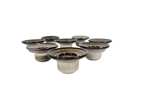 Image 1 of Pottery De Driehoek Huizen - 8 x eider cups - Amsterdam decor - 60s