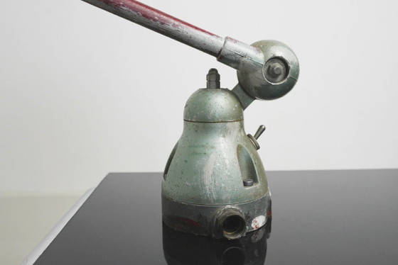Image 1 of Vintage 1950s Jieldé Lamp Standard Industrial Wall Light, Two-Arm Early Model Riveted Label, French Factory Workshop Patina, 195