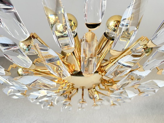Plafonnier vintage Stilkronen, Lustres, Métal, Cristal, Doré, Mid Century Modern (photo 2 sur 11)