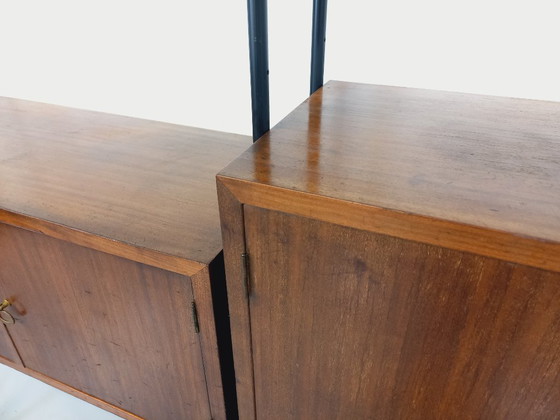 Image 1 of Libreria doppia componibile vintage italiana in legno e metallo degli anni '60