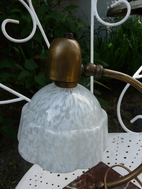 Image 1 of Art-Deco lamp in Clichy marble and glass