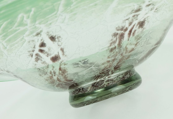 Image 1 of grote WMF art deco ikora glazen KOM karl wiedmann jaren 30 groen en donkerrood