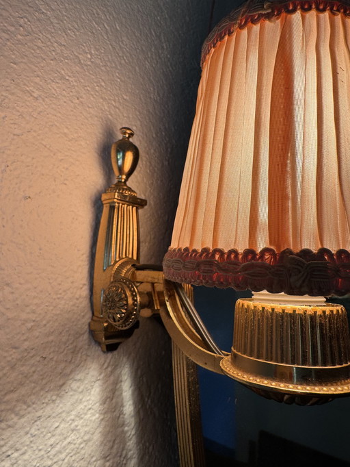 Brass oval illuminated mirror from the 70s