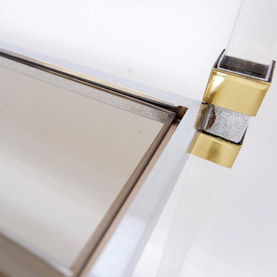 Image 1 of Mensola Claustra in plexiglas, vetro fumé e ottone, stile Charles Hollis Jones