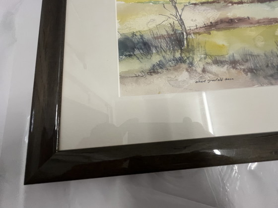 «Original Watercolor Albert Grosfeld (2000) – In Het Leudal – Signed – Framed» – Paintings & Drawings, Glass (photo 5 of 9)