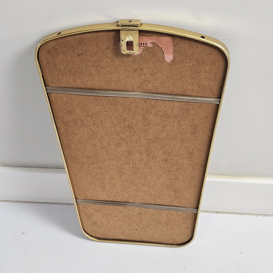 Image 1 of Miroir Vintage des années 1950/60 - Miroir allongé avec cadre en laiton, miroir mural rétro