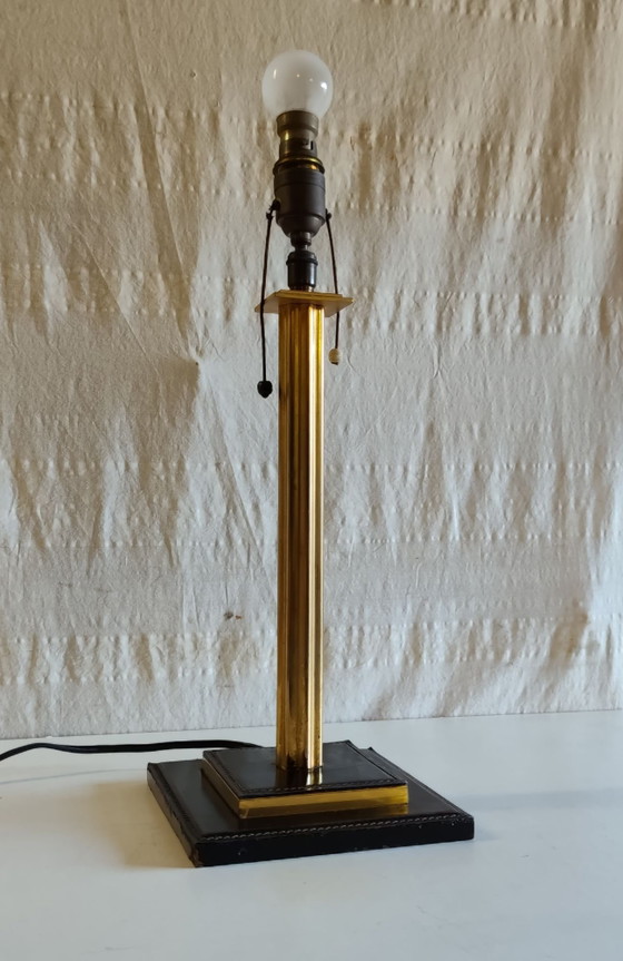 Lampada da tavolo in pelle e ottone - design anni '50 – Lampade da tavolo (photo 7 of 10)