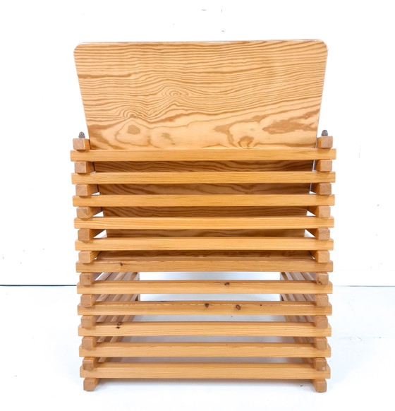 Image 1 of Vintage slat armchair 70s/80s wood constructivist