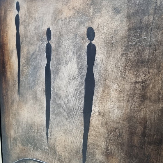 Image 1 of Frances Eckhardt - figurative painting hand-painted modern art 90x90 cm 3 figures